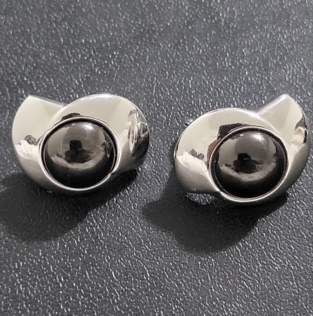 Monet Silver-Tone Clip On Earrings With A Black Pearl Like Center Stone 19$